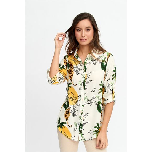 Vamiia Animal Print Long Sleeve Blouse Size LARGE NWOT - Picture 1 of 8